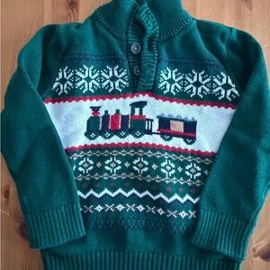 Children’s Place Green Train Sweater with Snowflake Pattern